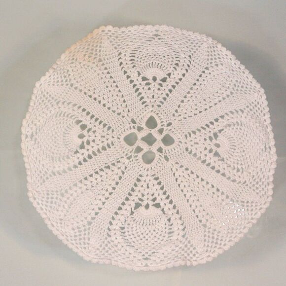 Small Crocheted Doily White 13" Diameter Handmade FLAW - Picture 6 of 6